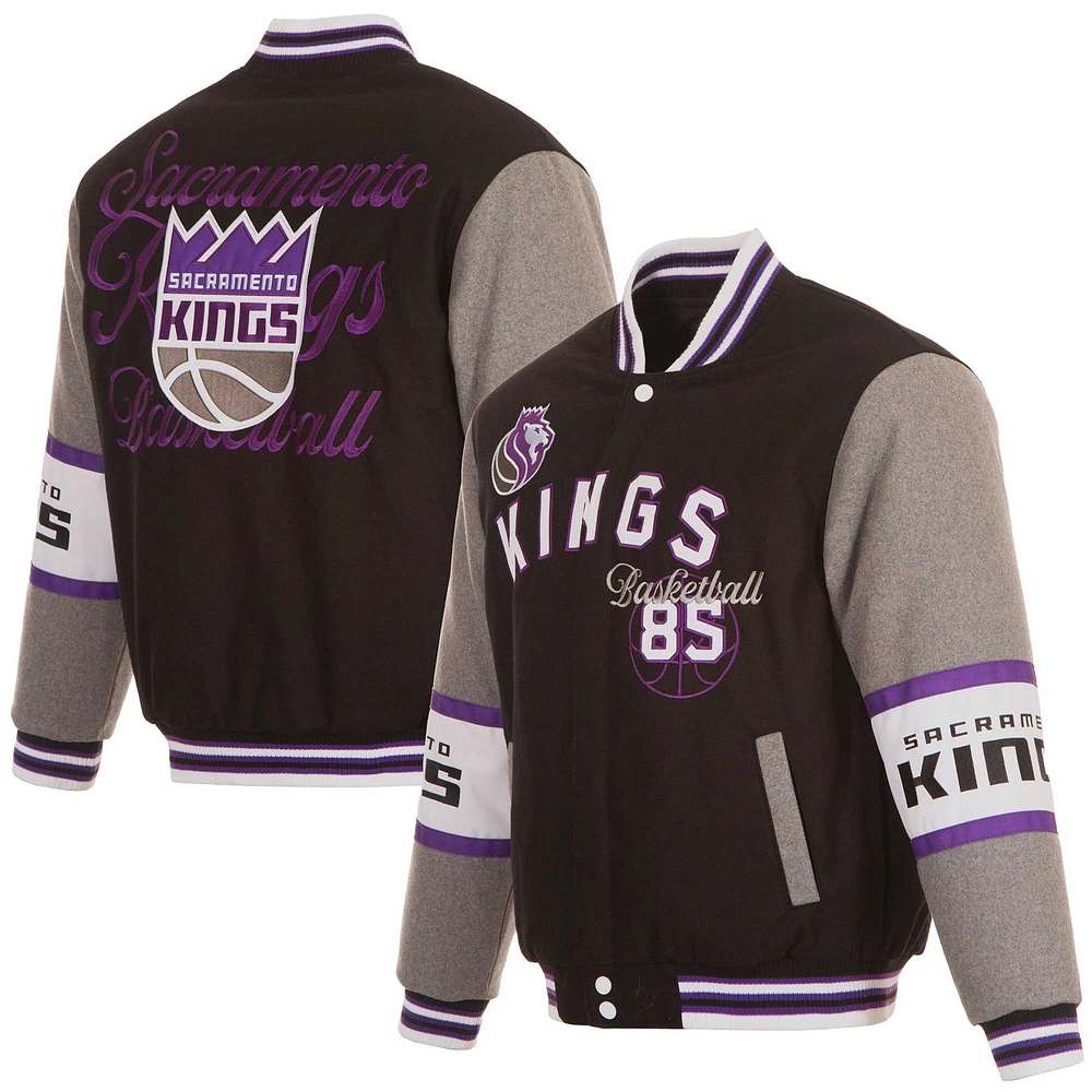 Men's JH Design Black Sacramento Kings Reversible Wool Full-Zip Jacket