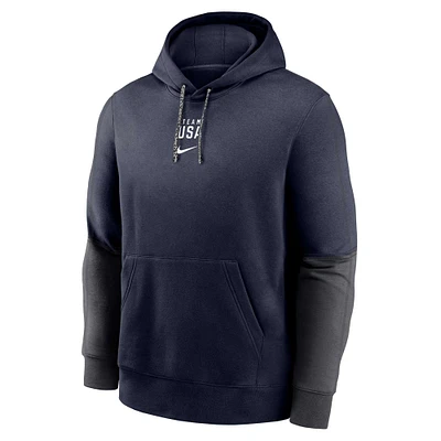 Youth Nike Navy Team USA Color-Block Pullover Hoodie