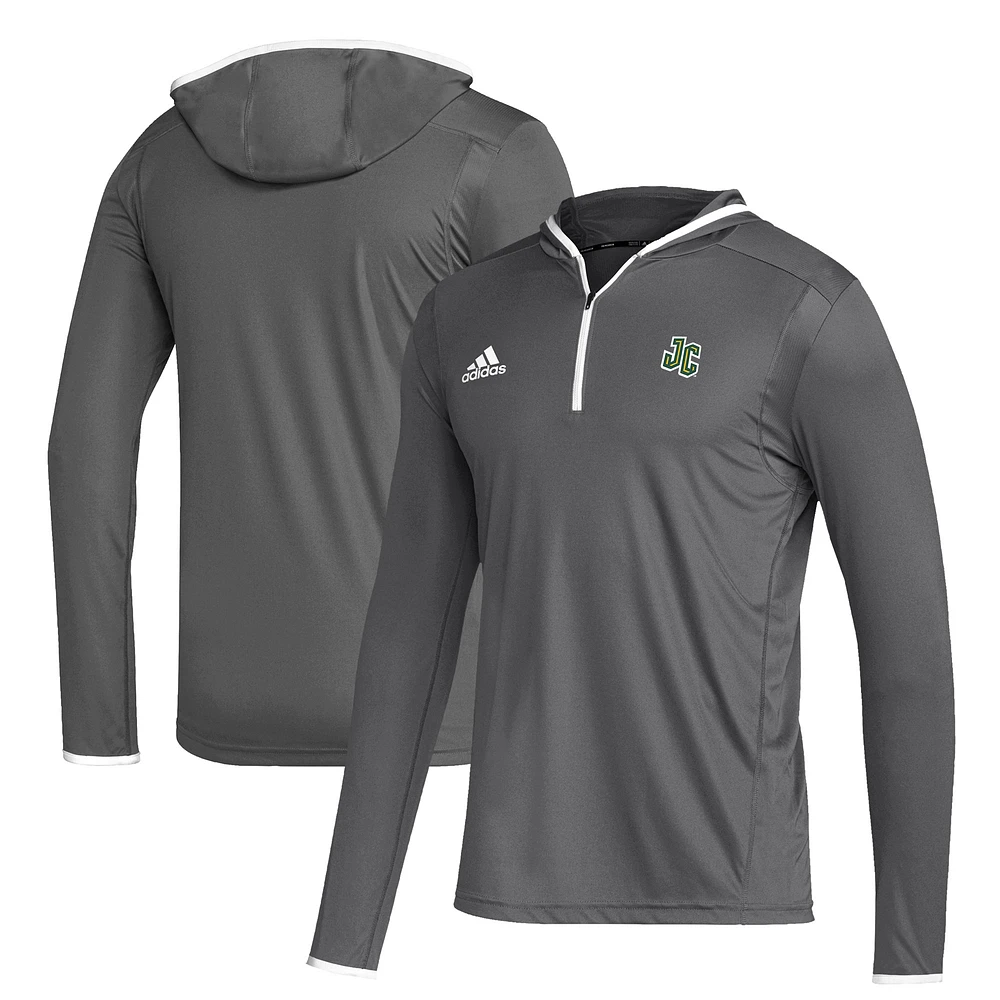 Men's adidas Gray New Jersey City Gothic Knights Team Long Sleeve Quarter-Zip Hoodie T-Shirt