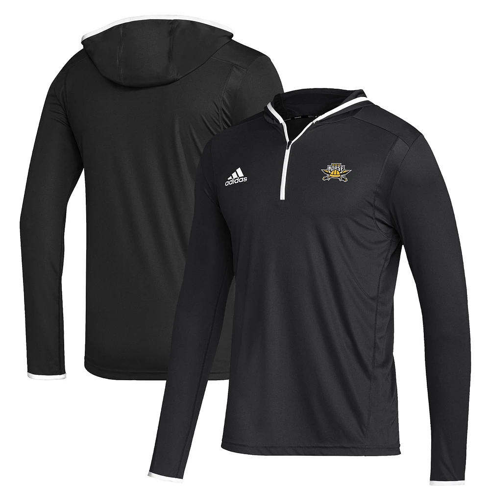 Men's adidas Black Northern Kentucky University Norse Team Long Sleeve Quarter-Zip Hoodie T-Shirt
