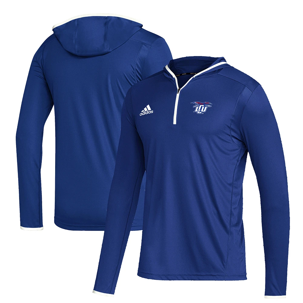 Men's adidas Royal Lubbock Christian Chaparral Team Long Sleeve Quarter-Zip Hoodie T-Shirt