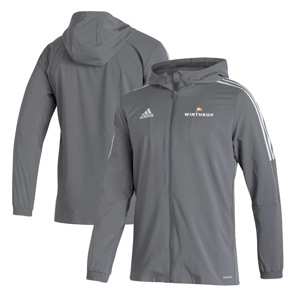 Men's adidas Gray Winthrop Eagles Tiro 21 AEROREADY Full-Zip Hoodie Windbreaker Jacket