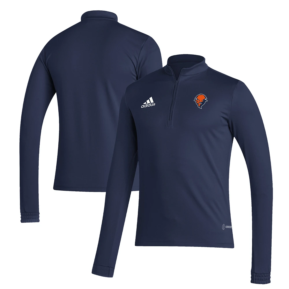 Men's adidas Navy Bucknell Bison Entrada Training AEROREADY Quarter-Zip Jacket
