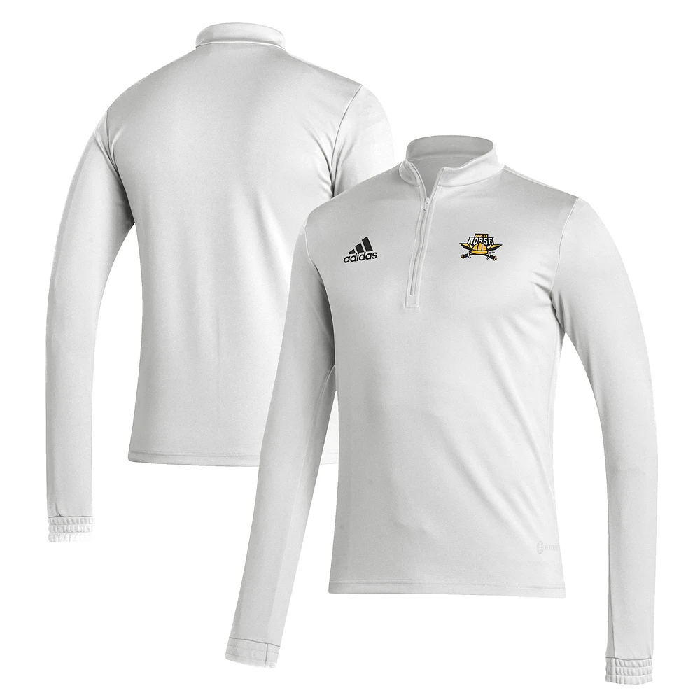Men's adidas White Northern Kentucky University Norse Entrada Training AEROREADY Quarter-Zip Jacket