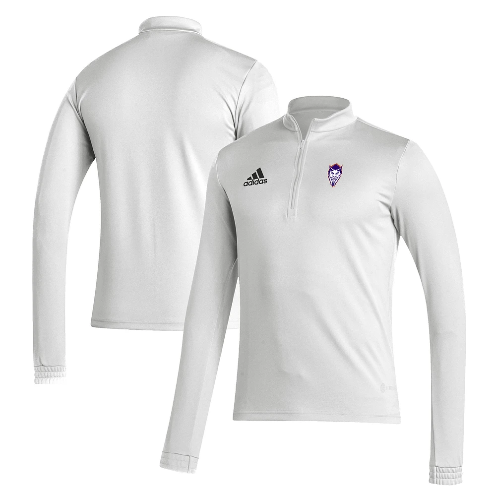 Men's adidas White Northwestern State Demons Entrada Training AEROREADY Quarter-Zip Jacket
