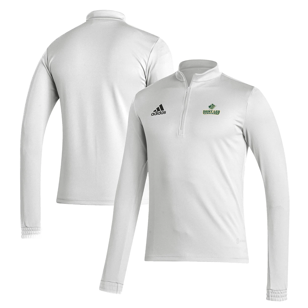 Men's adidas White Saint Leo University Lions Entrada Training AEROREADY Quarter-Zip Jacket