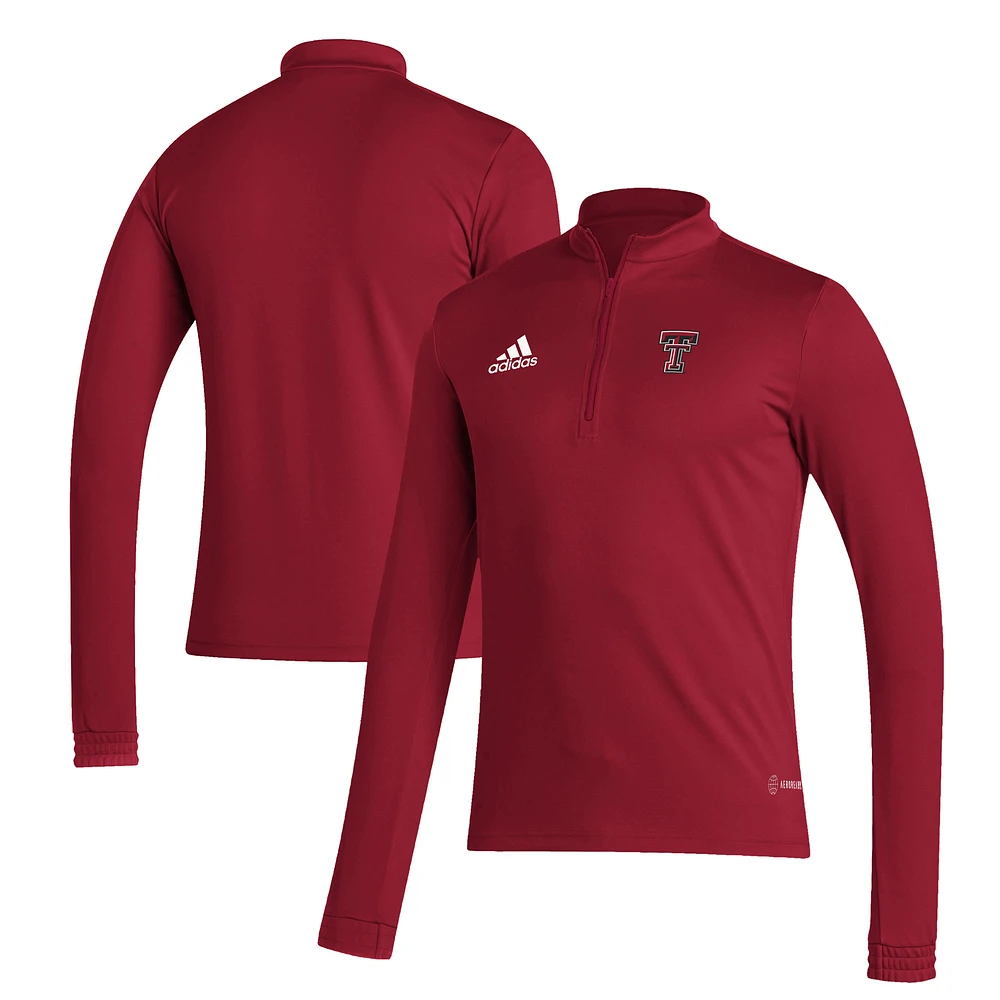 Men's adidas Red Texas Tech Raiders Entrada Training AEROREADY Quarter-Zip Jacket
