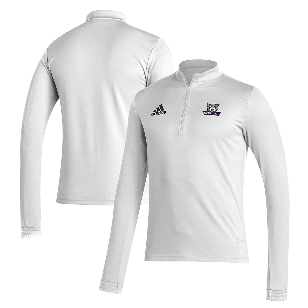 Men's adidas White Weber State Wildcats Entrada Training AEROREADY Quarter-Zip Jacket