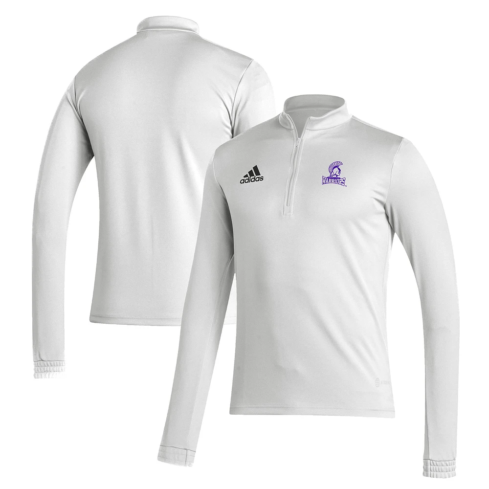 Men's adidas White Winona State Warriors Entrada Training AEROREADY Quarter-Zip Jacket