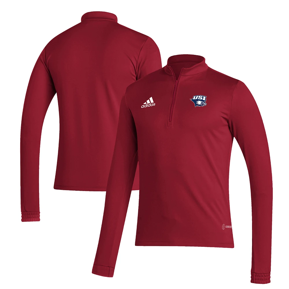 Men's adidas Red Southern Indiana Screaming Eagles Entrada Training AEROREADY Quarter-Zip Jacket