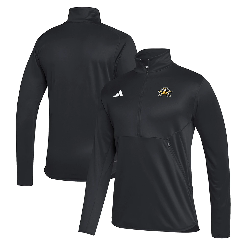 Men's adidas Black Northern Kentucky University Norse Stadium AEROREADY Half-Zip Jacket