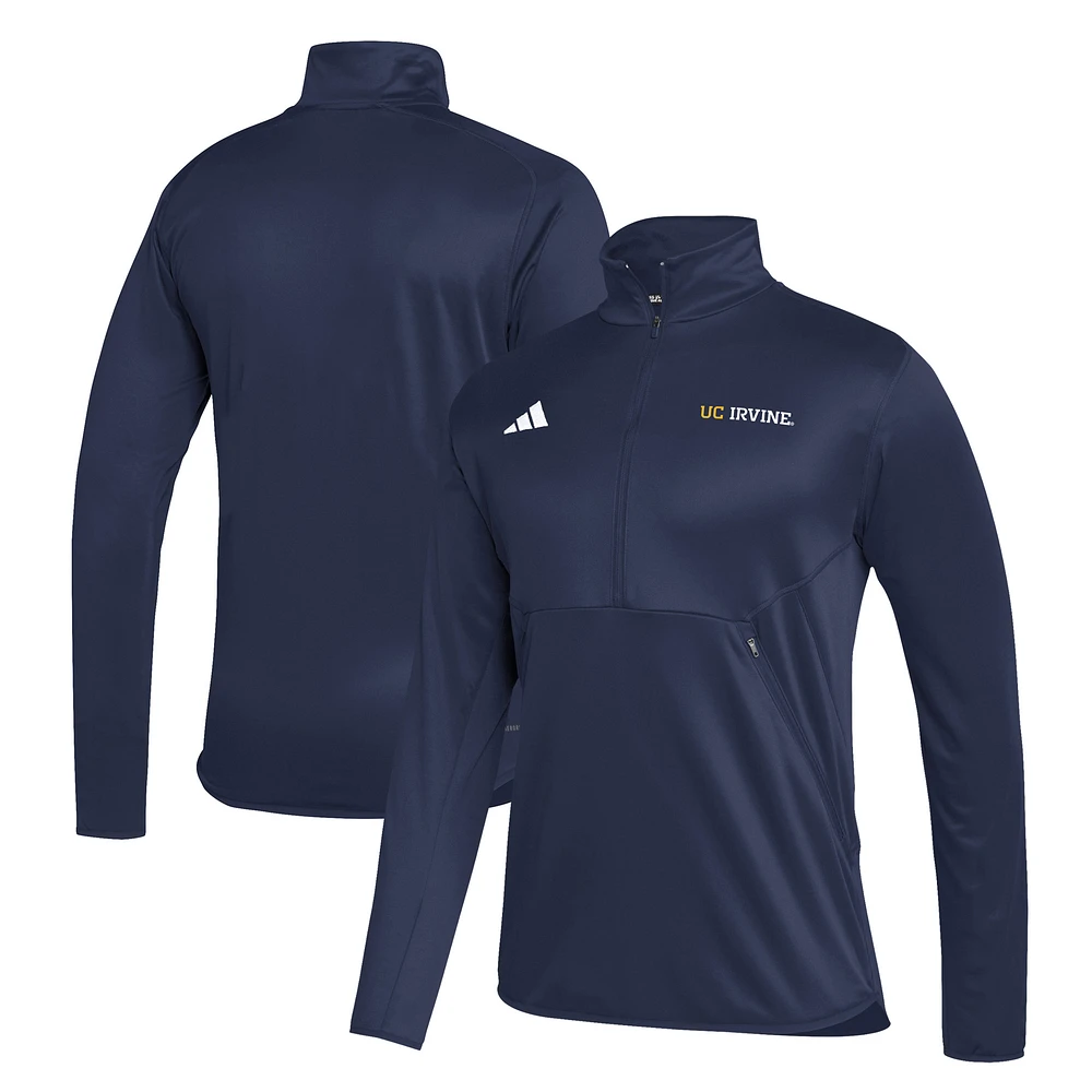Men's adidas Navy UC Irvine Anteaters Stadium AEROREADY Half-Zip Jacket