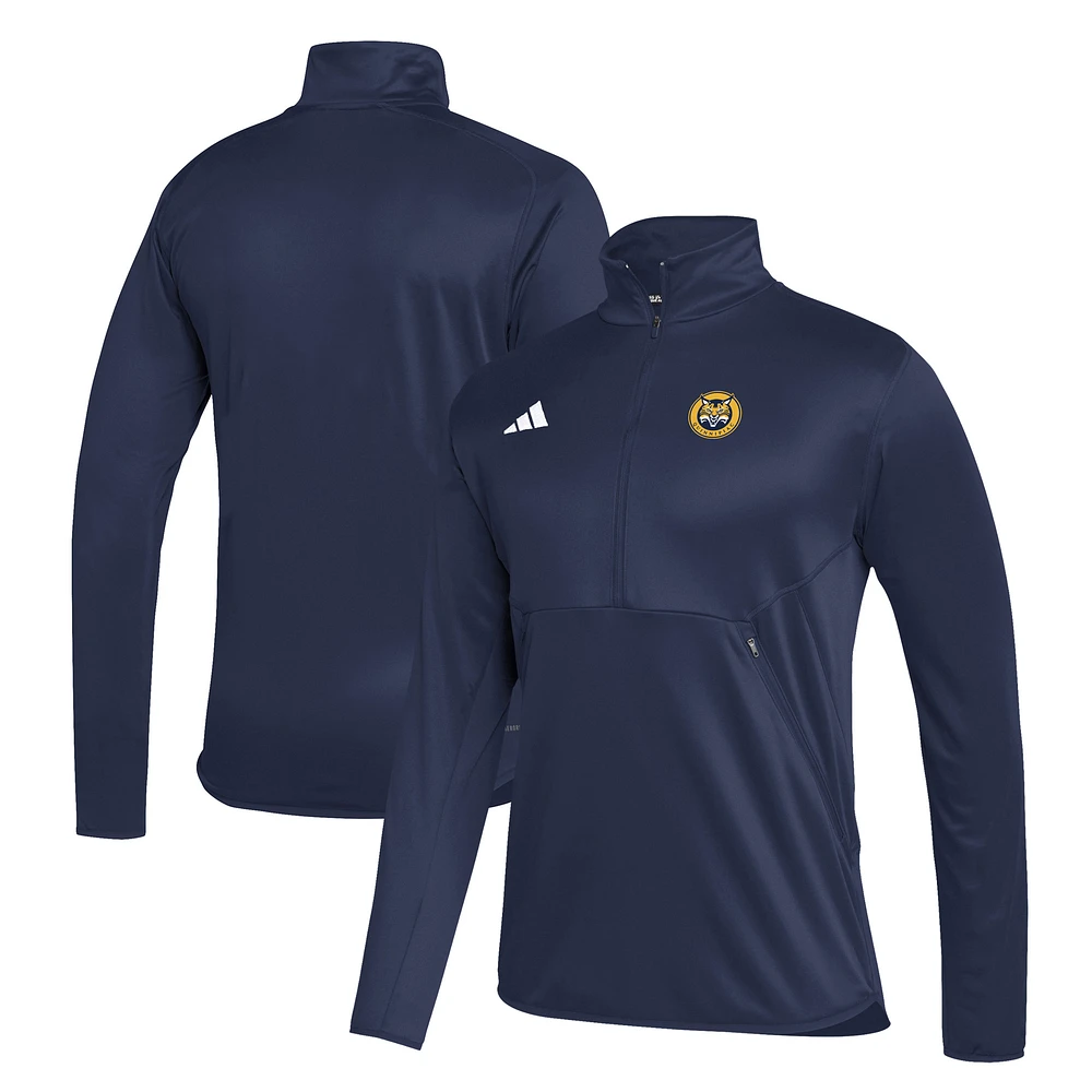 Men's adidas Navy Quinnipiac Bobcats Stadium AEROREADY Half-Zip Jacket