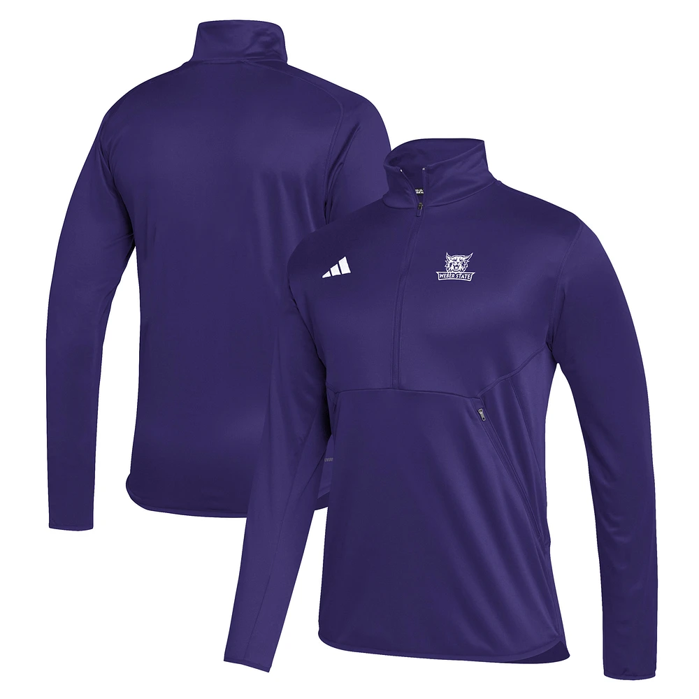 Men's adidas Purple Weber State Wildcats Stadium AEROREADY Half-Zip Jacket
