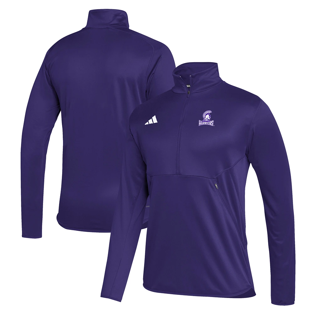 Men's adidas Purple Winona State Warriors Stadium AEROREADY Half-Zip Jacket