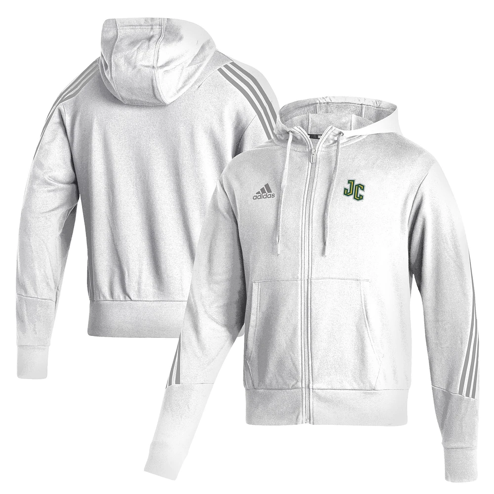 Men's adidas White New Jersey City Gothic Knights Three-Stripe Full-Zip Hoodie