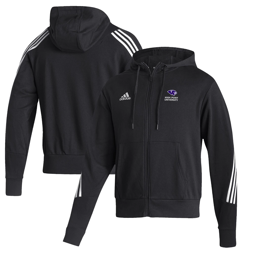 Men's adidas Black High Point Panthers Three-Stripe Full-Zip Hoodie