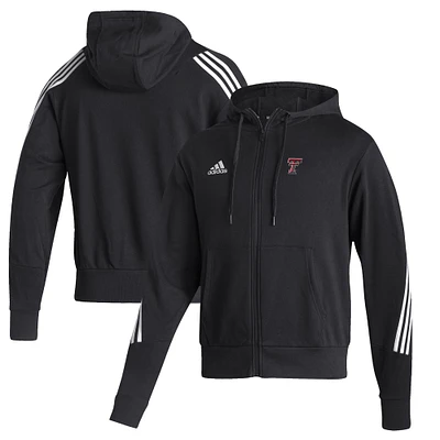 Men's adidas Black Texas Tech Red Raiders Three-Stripe Full-Zip Hoodie