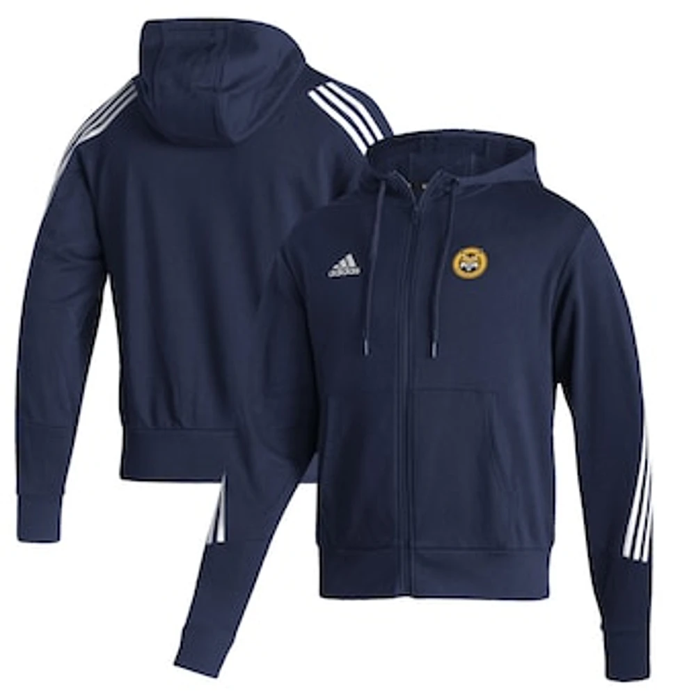 Men's adidas Navy Quinnipiac Bobcats Three-Stripe Full-Zip Hoodie