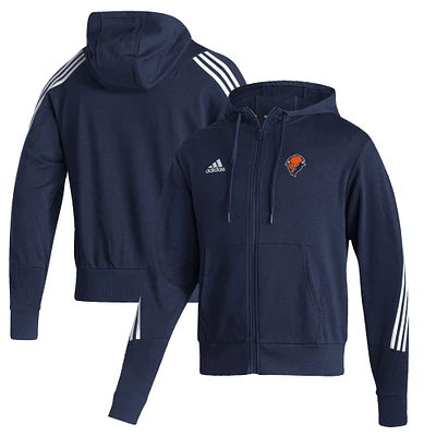 Men's adidas Navy Bucknell Bison Three-Stripe Full-Zip Hoodie