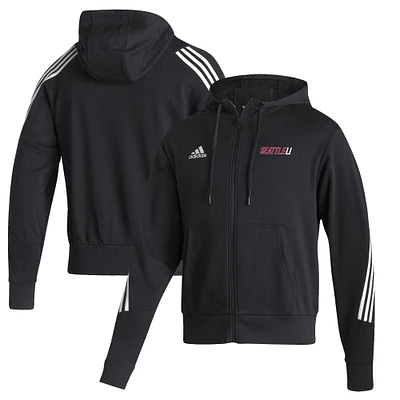 Men's adidas Black Seattle Redhawks Three-Stripe Full-Zip Hoodie