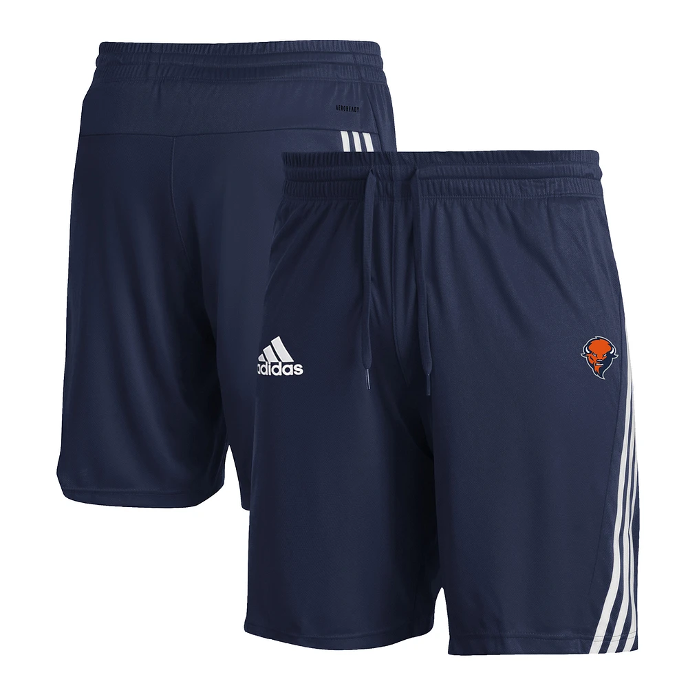 Men's adidas Navy Bucknell Bison 3-Stripe AEROREADY Knit Shorts