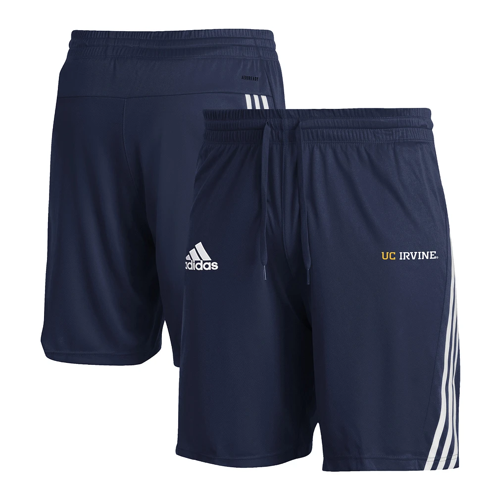 Men's adidas Navy UC Irvine Anteaters 3-Stripe AEROREADY Knit Shorts