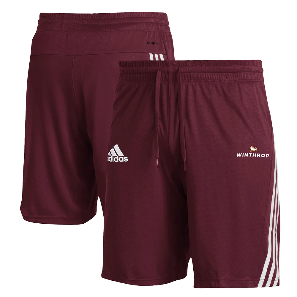 Men's adidas Red Winthrop Eagles 3-Stripe AEROREADY Knit Shorts