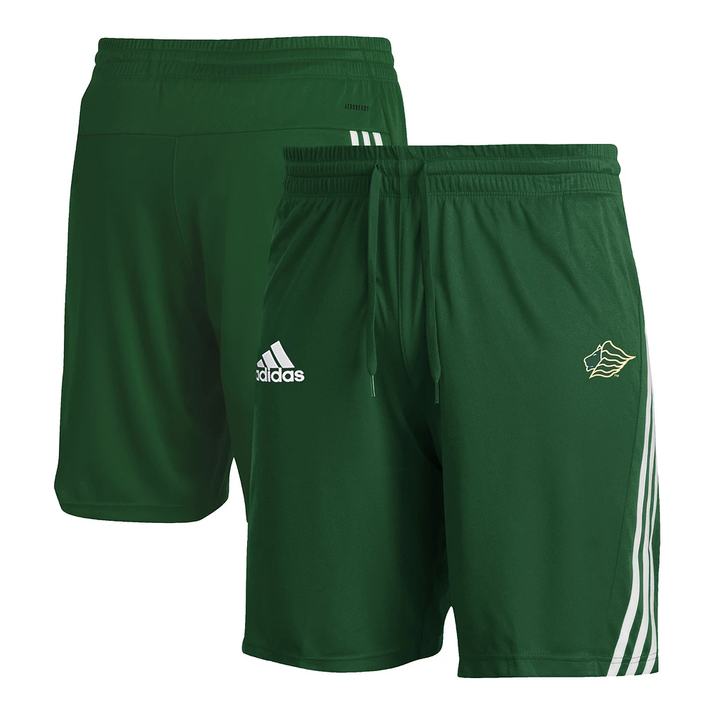 Men's adidas Green Saint Leo University Lions 3-Stripe AEROREADY Knit Shorts