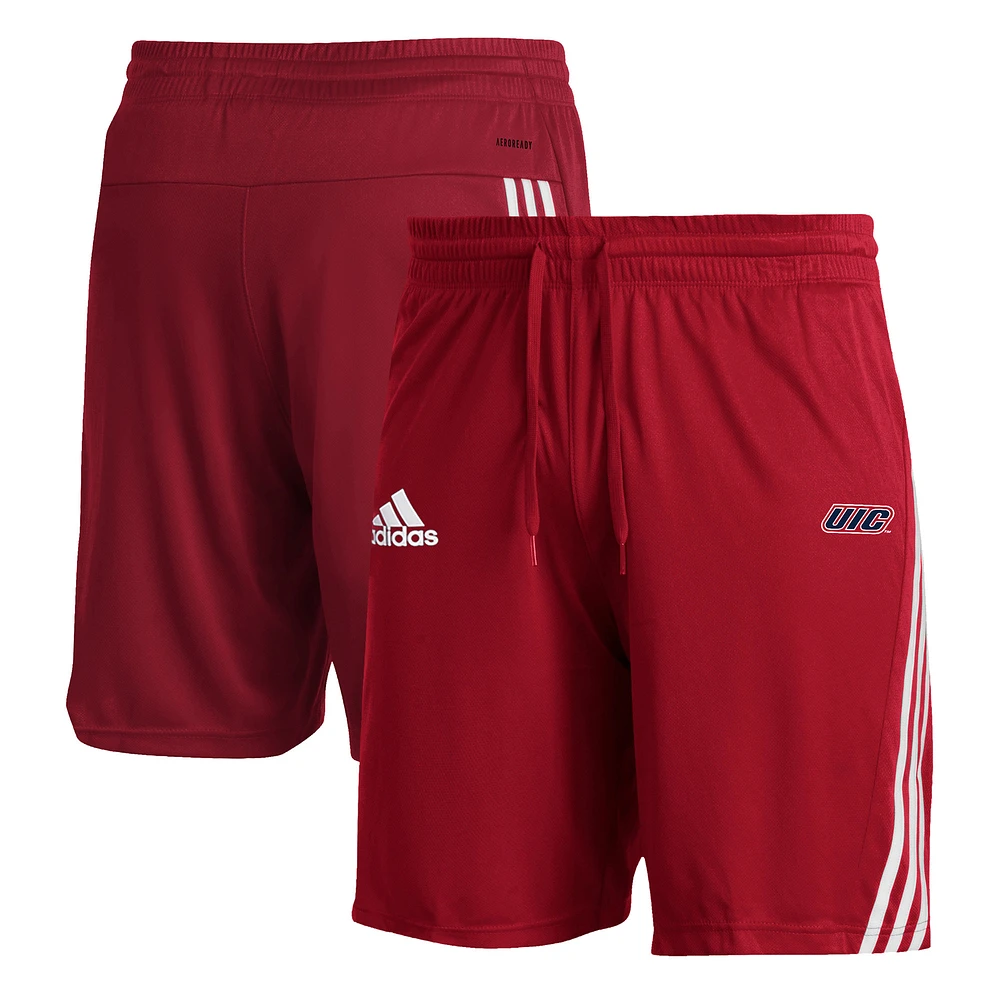 Men's adidas Red UIC Flames 3-Stripe AEROREADY Knit Shorts