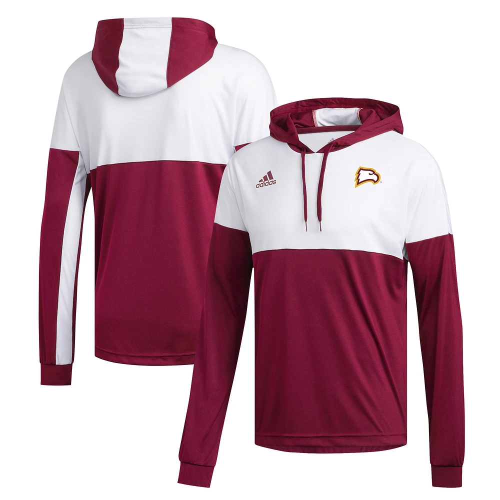 Men's adidas Red/White Winthrop Eagles Legend Shooter Long Sleeve Hoodie T-Shirt