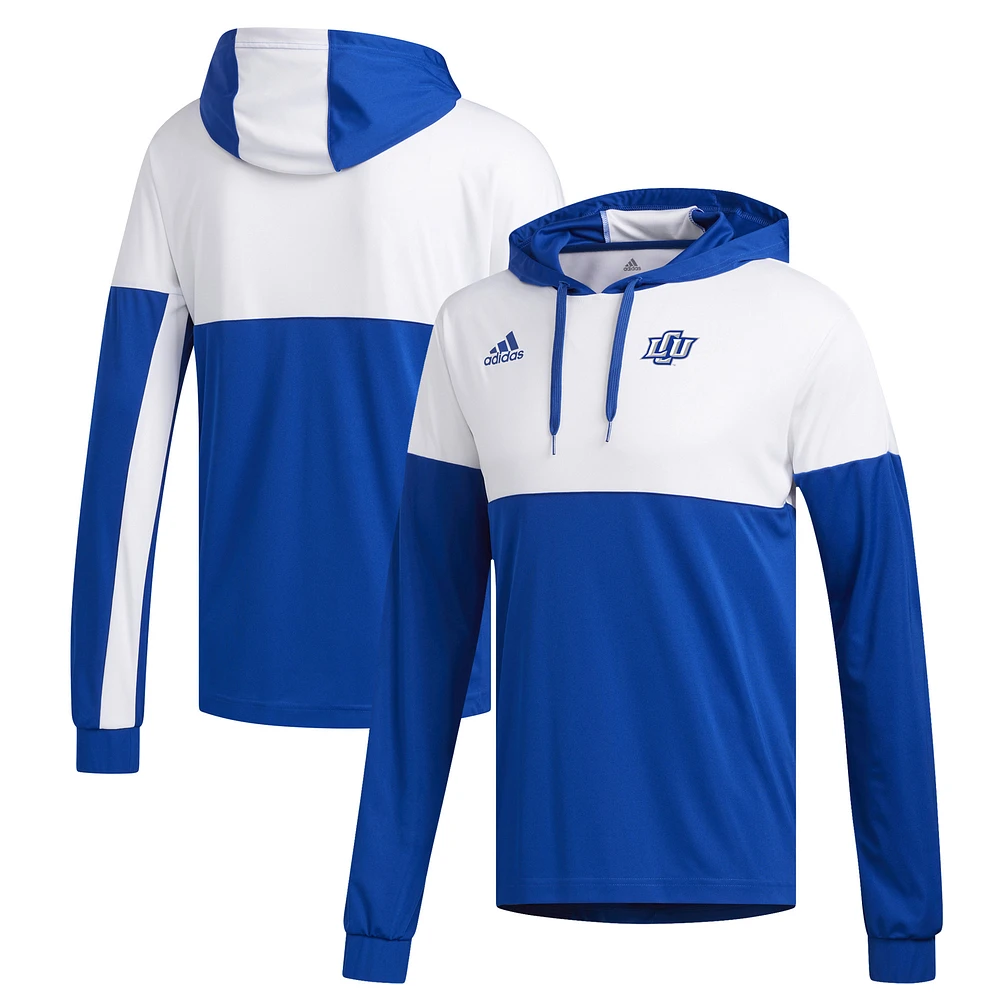 Men's adidas Royal/White Lubbock Christian Chaparral Legend Shooter Long Sleeve Hoodie T-Shirt