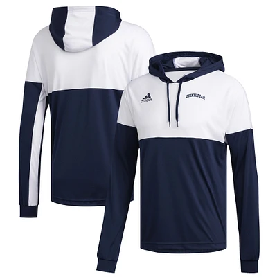 Men's adidas Navy/White Quinnipiac Bobcats Legend Shooter Long Sleeve Hoodie T-Shirt