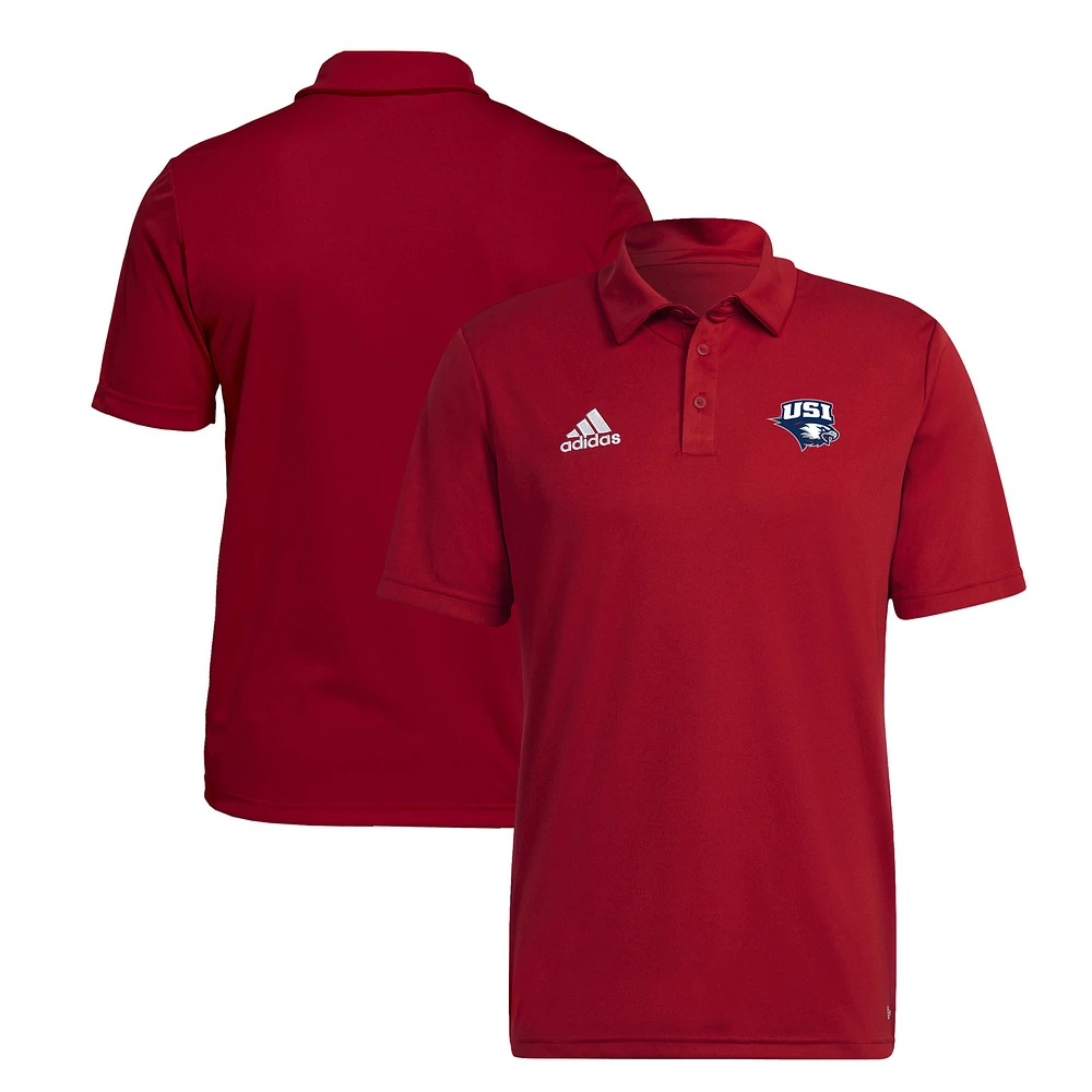 Men's adidas Red Southern Indiana Screaming Eagles Entrada 22 AEROREADY Polo