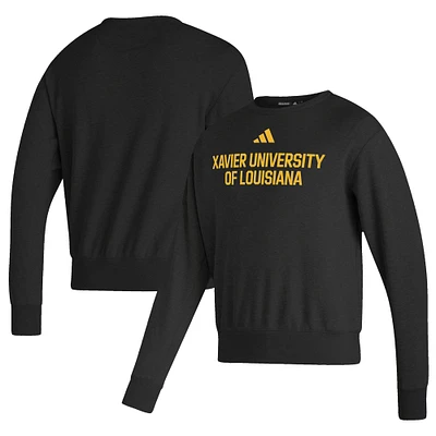Men's adidas Black Xavier University of Louisiana Gold Rush Vintage Pullover Sweatshirt