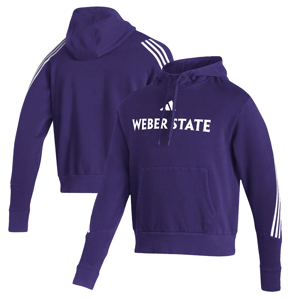 Men's adidas Purple Weber State Wildcats Three-Stripe Pullover Hoodie
