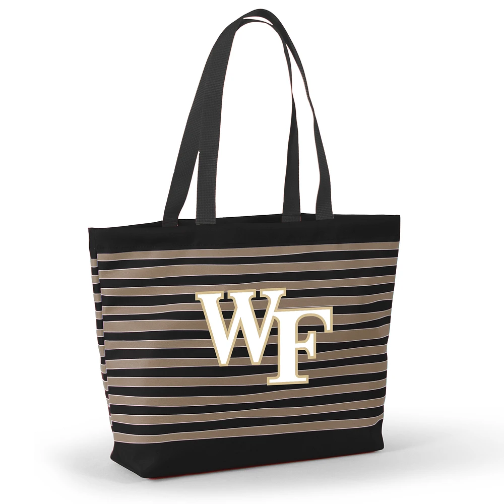 Women's Black Wake Forest Demon Deacons Wavy Striped Tatum Tote Bag