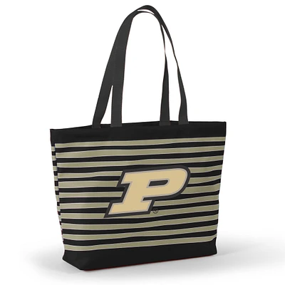 Women's Black Purdue Boilermakers Wavy Striped Tatum Tote Bag