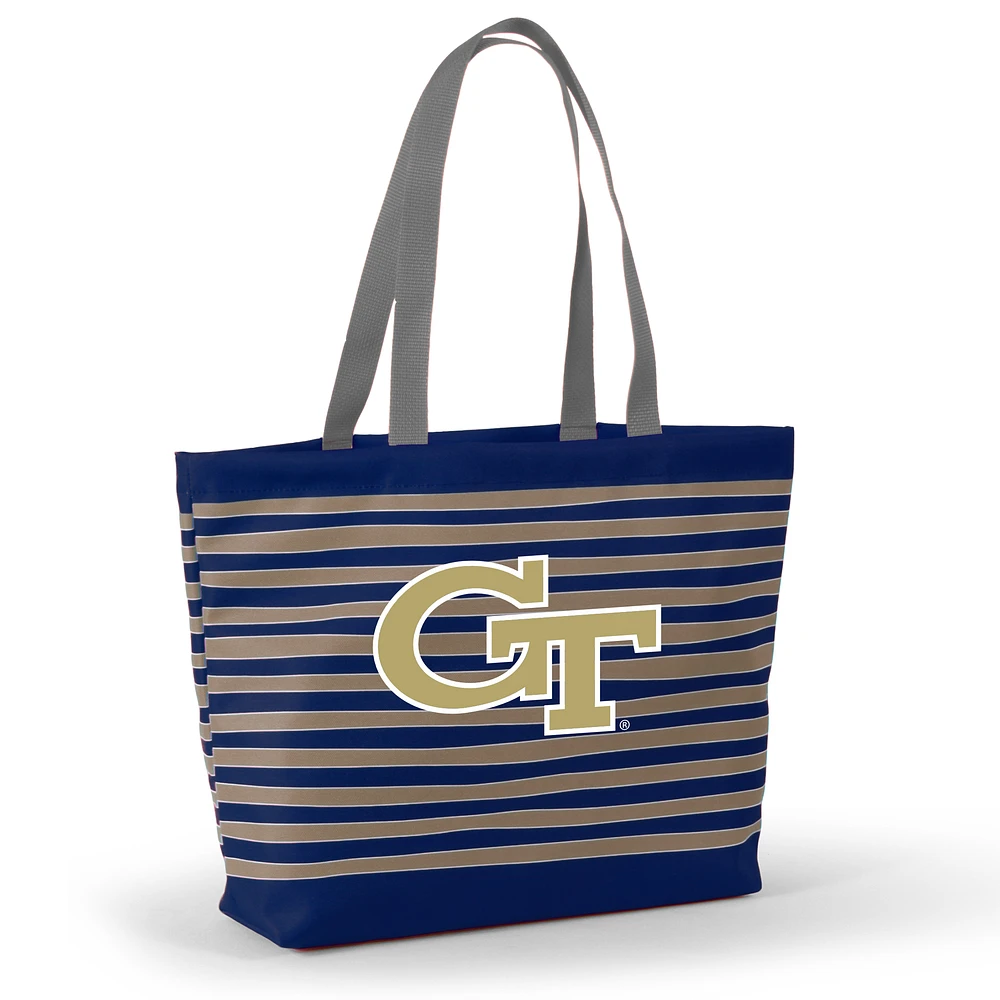 Women's Navy Georgia Tech Yellow Jackets Wavy Striped Tatum Tote Bag