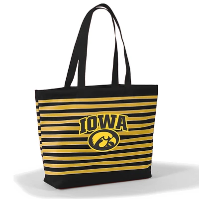 Women's Black Iowa Hawkeyes Wavy Striped Tatum Tote Bag