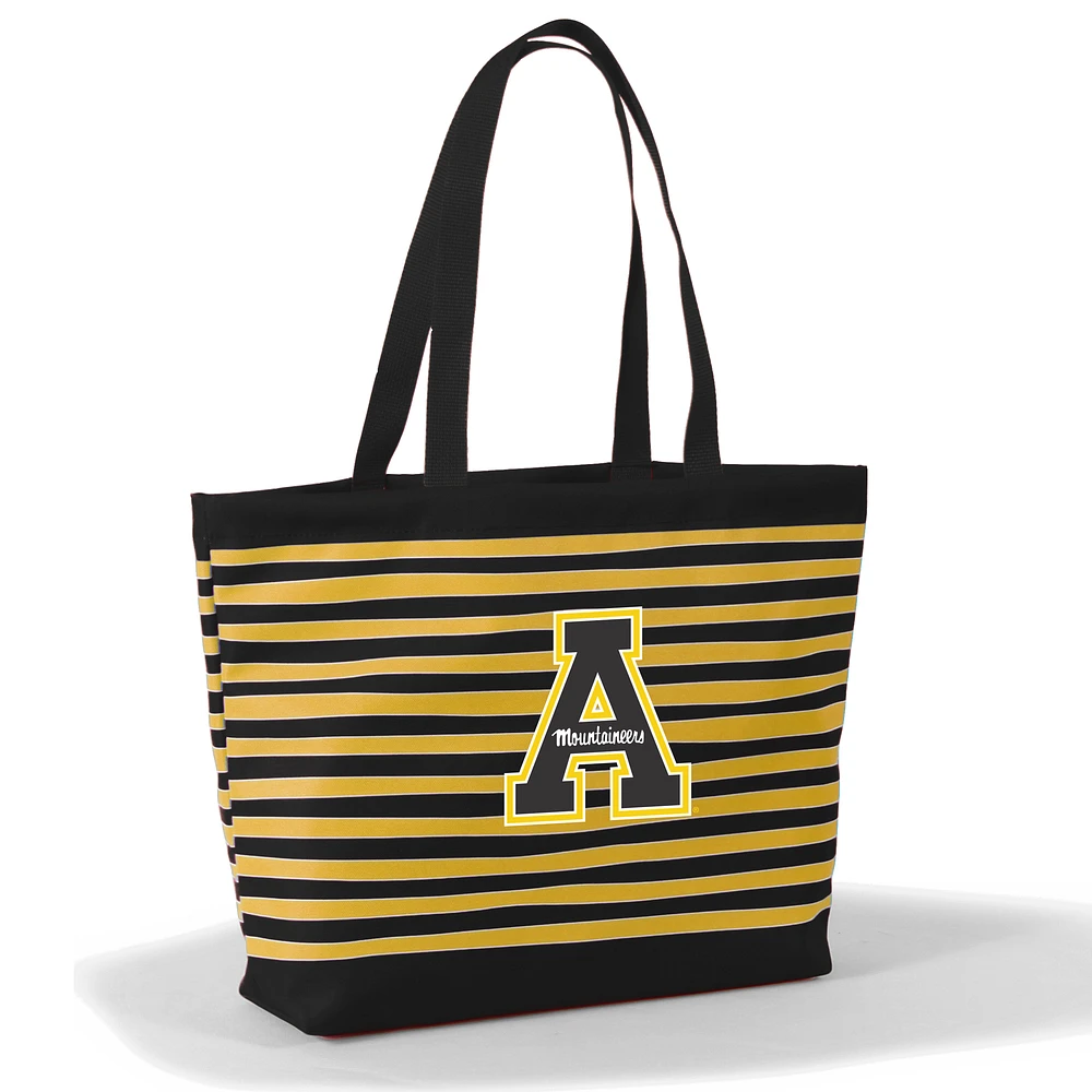 Women's Black Appalachian State Mountaineers Wavy Striped Tatum Tote Bag