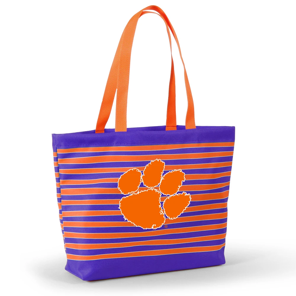 Women's Purple Clemson Tigers Wavy Striped Tatum Tote Bag