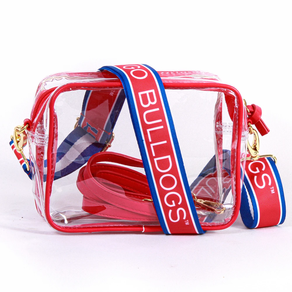 Women's Louisiana Tech Bulldogs Hailey Clear Purse with Logo Strap