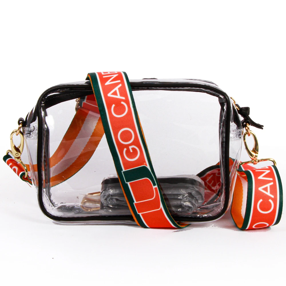 Women's Miami Hurricanes Hailey Clear Purse with Logo Strap