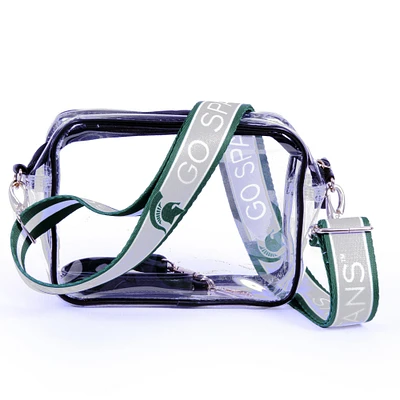 Women's Michigan State Spartans Hailey Clear Purse with Logo Strap