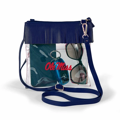 Women's Navy Ole Miss Rebels Judyann Clear Crossbody with Fringe