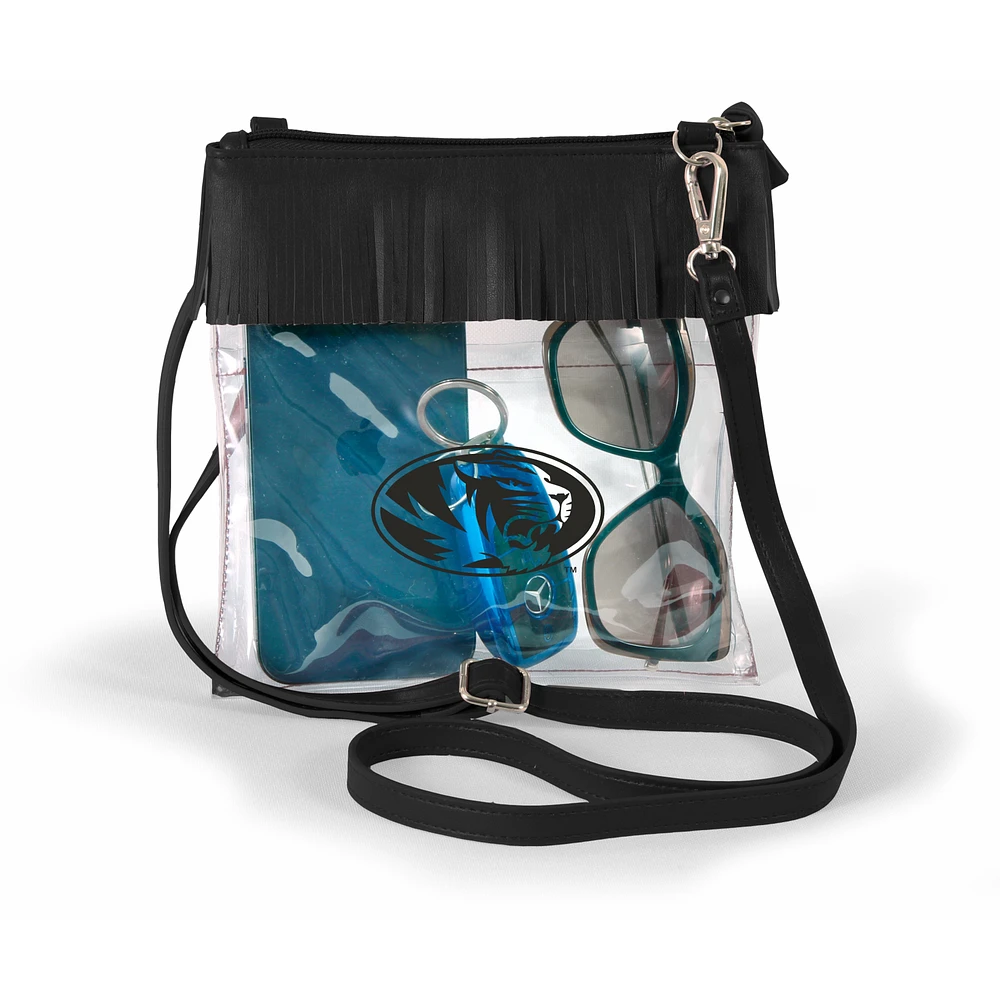 Women's Black Missouri Tigers Judyann Clear Crossbody with Fringe