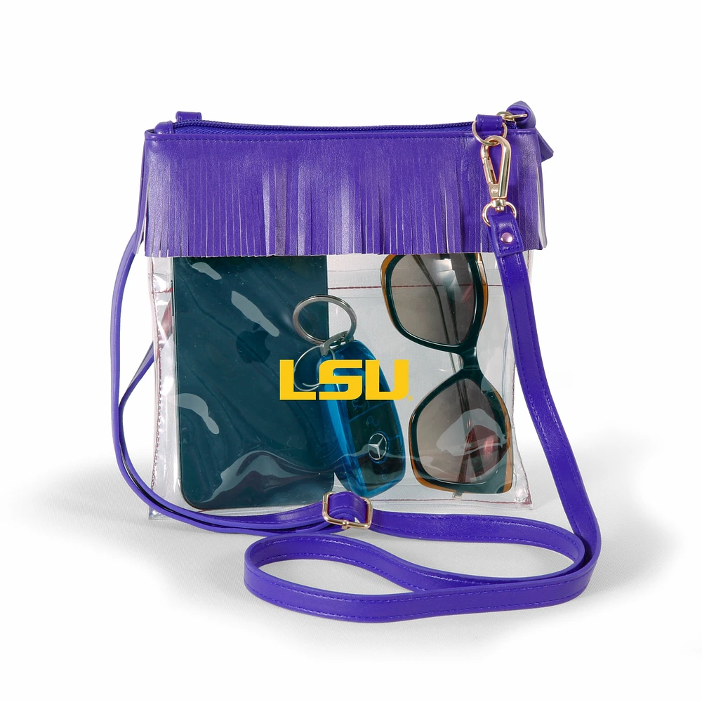 Women's Purple LSU Tigers Judyann Clear Crossbody with Fringe