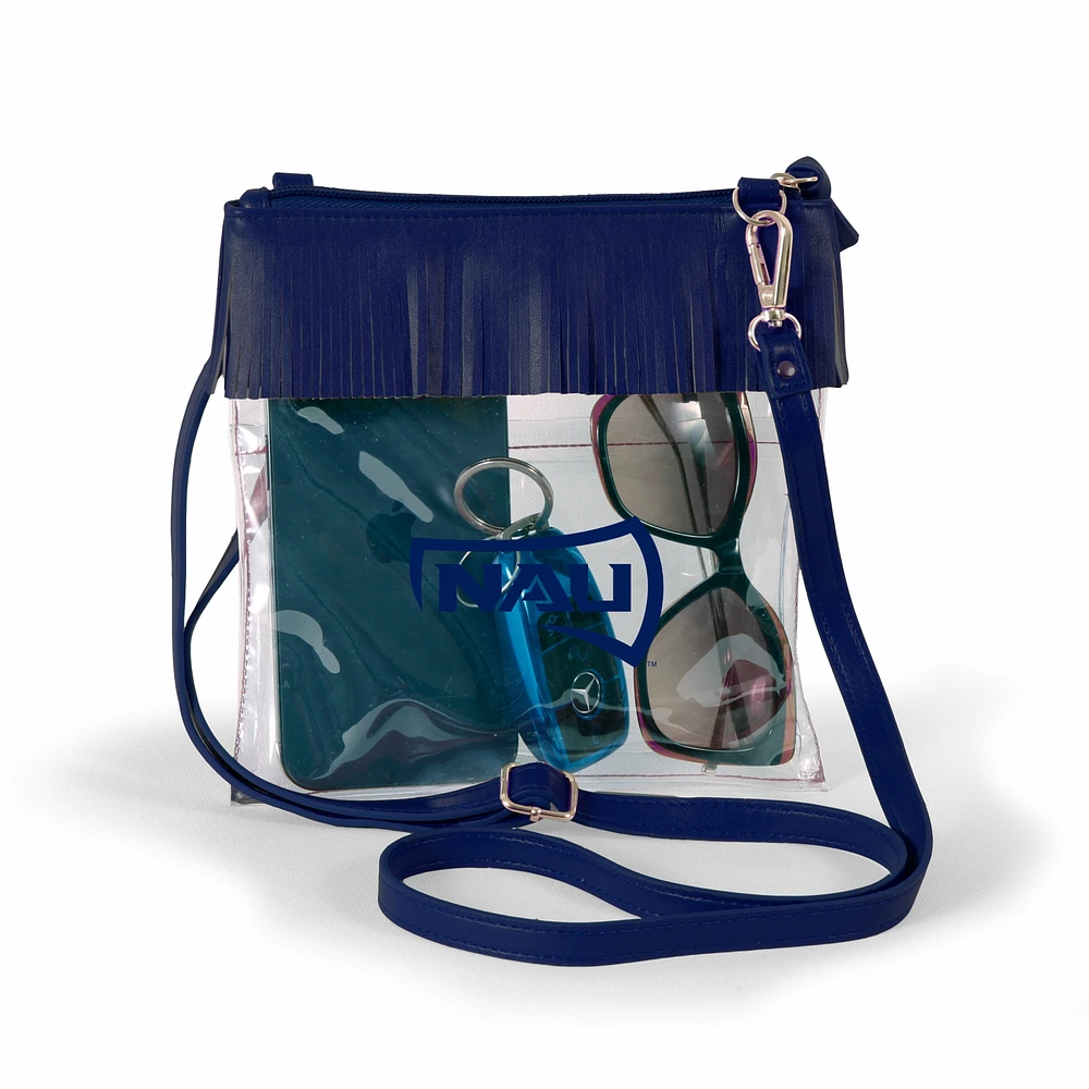 Women's Navy Northern Arizona Lumberjacks Judyann Clear Crossbody with Fringe