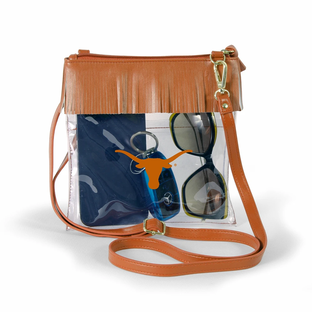 Women's Texas Orange Texas Longhorns Judyann Clear Crossbody with Fringe